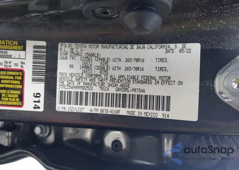 2022 Toyota Tacoma Trd Off Road из США, поврежденный, VIN 3TMCZ5AN9NM502522